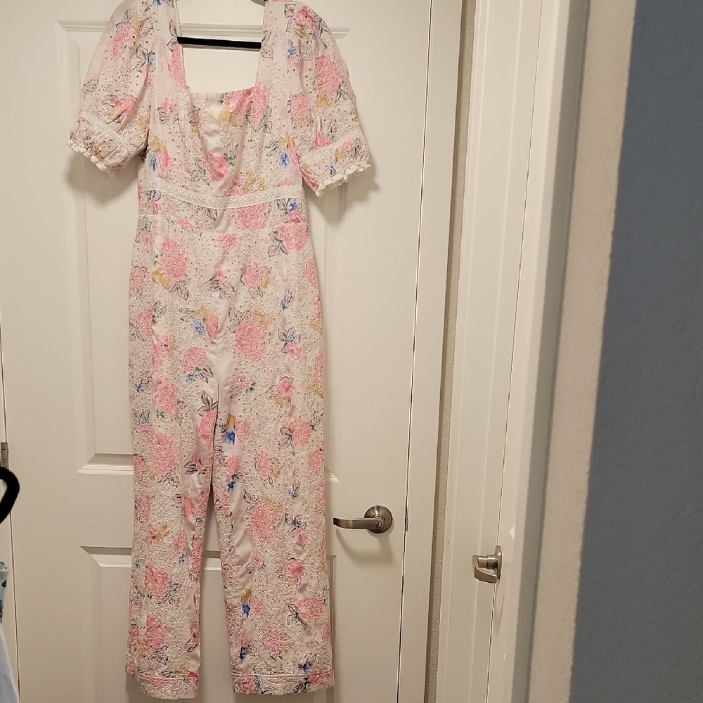Adelynrae Floral Puff Sleeve Jumpsuit